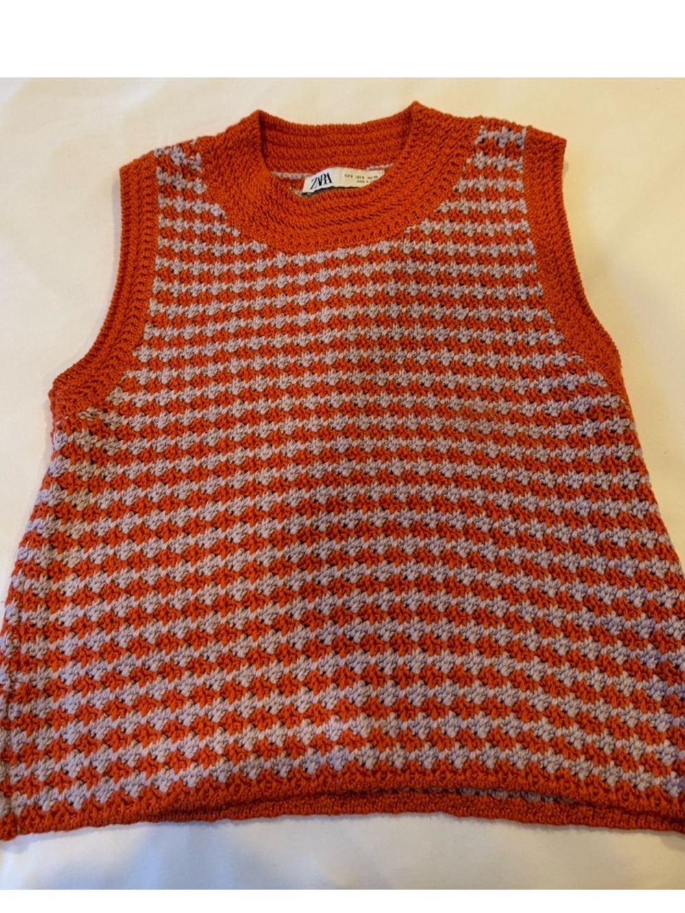 Zara Orange & Lavender Crochet Knit Vest